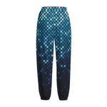 Blue Disco Lights Pattern Print Fleece Lined Knit Pants