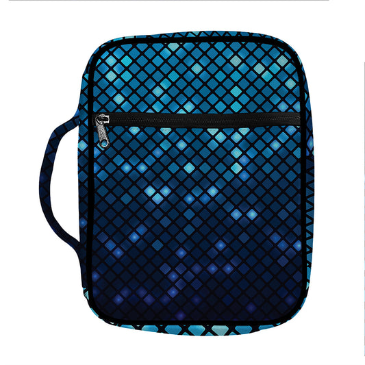 Blue Disco Lights Pattern Print Front Pocket Bible Bag