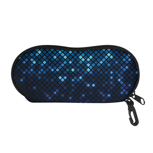 Blue Disco Lights Pattern Print Glasses Case