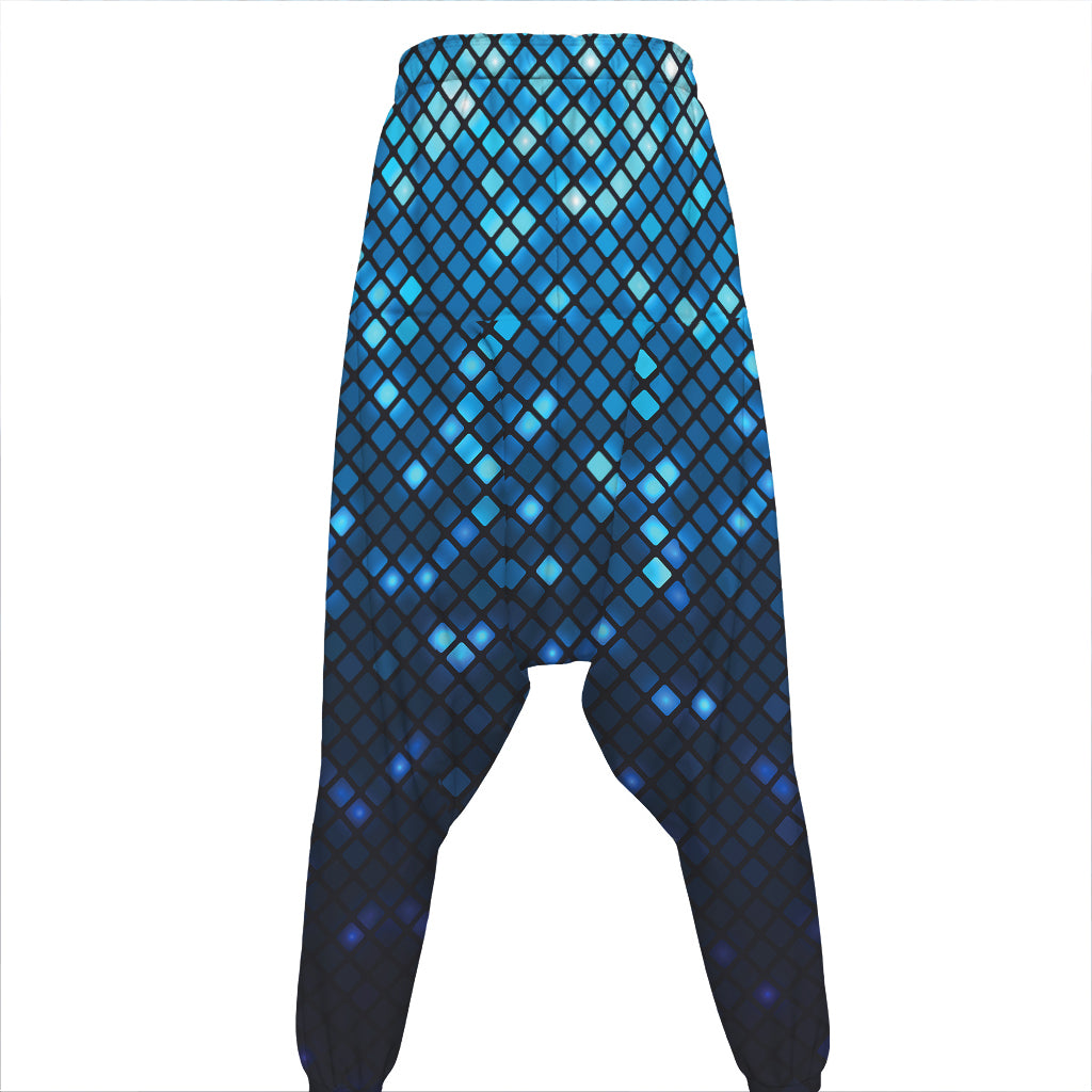 Blue Disco Lights Pattern Print Hammer Pants