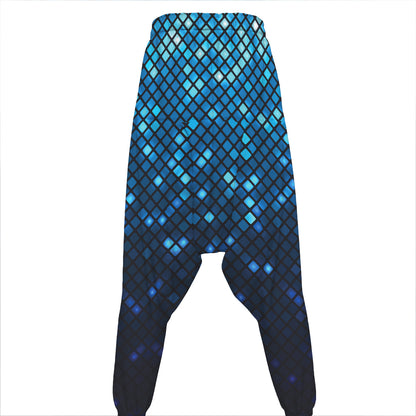 Blue Disco Lights Pattern Print Hammer Pants