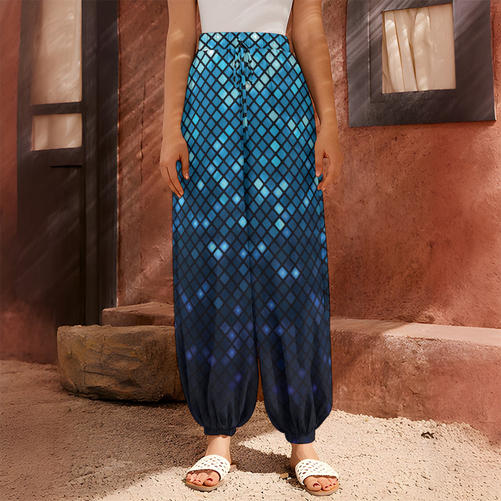 Blue Disco Lights Pattern Print Harem Pants