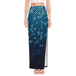 Blue Disco Lights Pattern Print High Slit Maxi Skirt