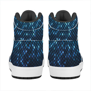 Blue Disco Lights Pattern Print High Top Leather Sneakers