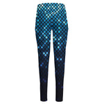 Blue Disco Lights Pattern Print High-Waisted Pocket Leggings