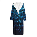 Blue Disco Lights Pattern Print Hooded Bathrobe