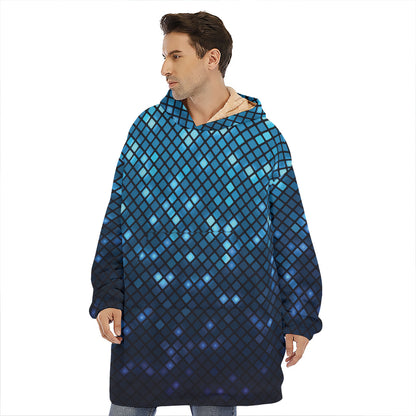 Blue Disco Lights Pattern Print Hoodie Blanket
