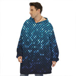 Blue Disco Lights Pattern Print Hoodie Blanket