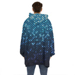 Blue Disco Lights Pattern Print Hoodie Blanket