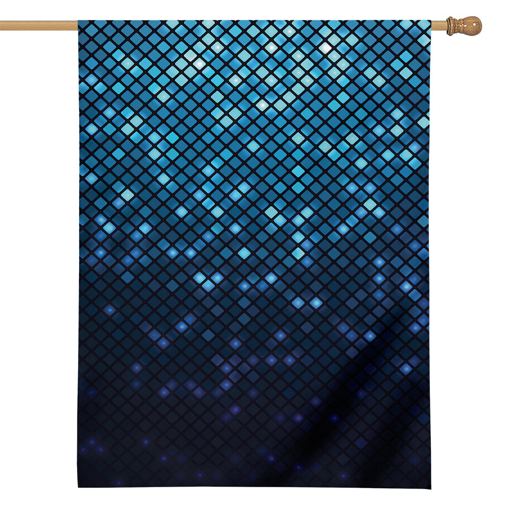 Blue Disco Lights Pattern Print House Flag