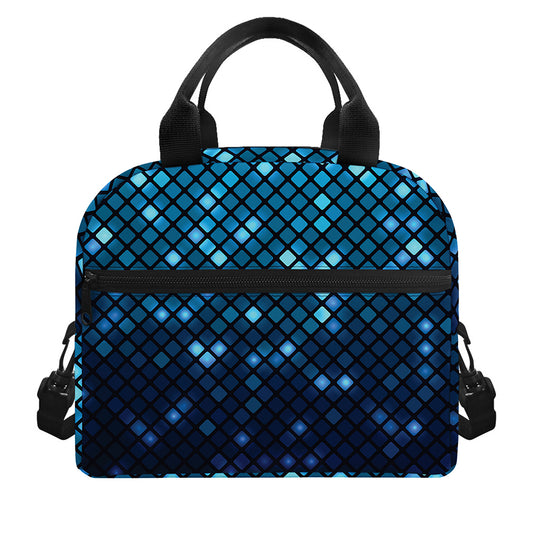 Blue Disco Lights Pattern Print Insulated Lunch Bag