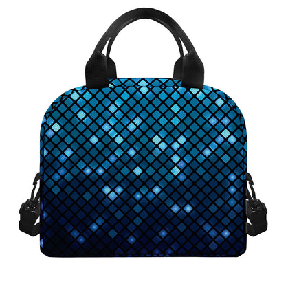 Blue Disco Lights Pattern Print Insulated Lunch Bag
