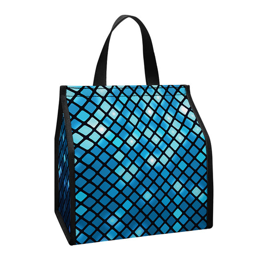 Blue Disco Lights Pattern Print Insulated Lunch Tote