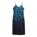Blue Disco Lights Pattern Print Jersey Midi Cami Dress