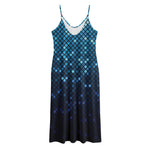 Blue Disco Lights Pattern Print Jersey Midi Cami Dress