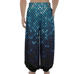 Blue Disco Lights Pattern Print Lantern Pants