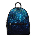 Blue Disco Lights Pattern Print Leather Backpack