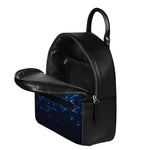 Blue Disco Lights Pattern Print Leather Backpack