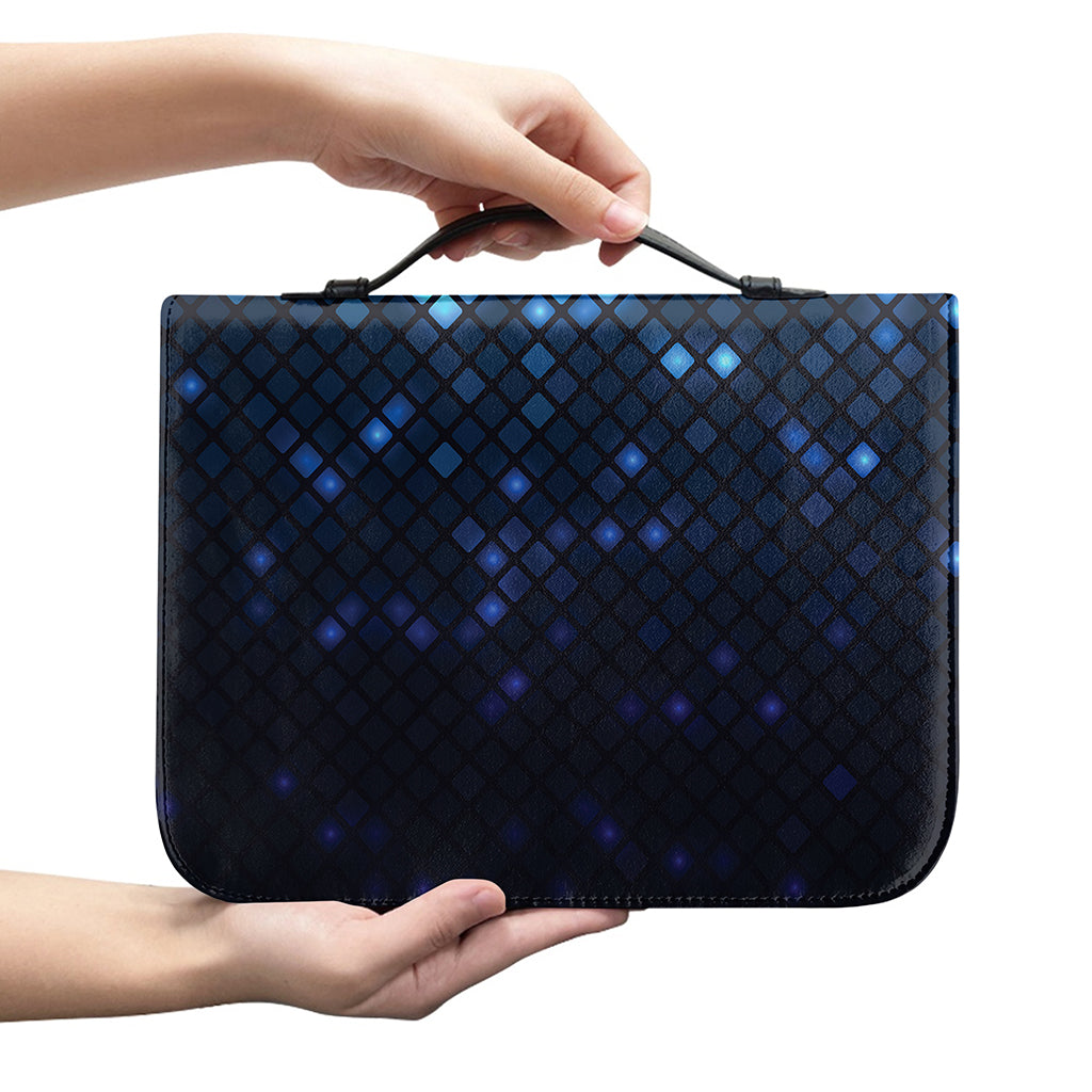 Blue Disco Lights Pattern Print Leather Bible Cover