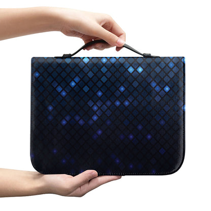 Blue Disco Lights Pattern Print Leather Bible Cover