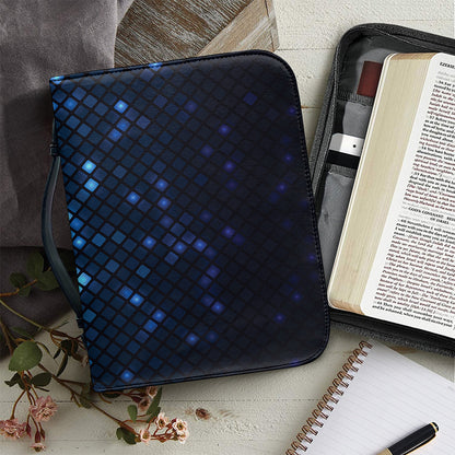 Blue Disco Lights Pattern Print Leather Bible Cover