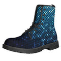 Blue Disco Lights Pattern Print Lace-Up Boots