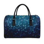 Blue Disco Lights Pattern Print Leather Duffle Bag