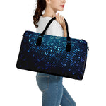 Blue Disco Lights Pattern Print Leather Duffle Bag