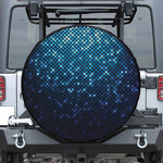 Blue Disco Lights Pattern Print Leather Spare Tire Cover