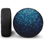 Blue Disco Lights Pattern Print Leather Spare Tire Cover