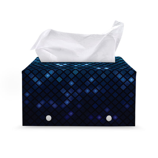 Blue Disco Lights Pattern Print Leather Tissue Box Cover