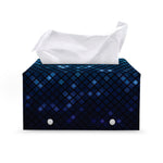 Blue Disco Lights Pattern Print Leather Tissue Box Cover