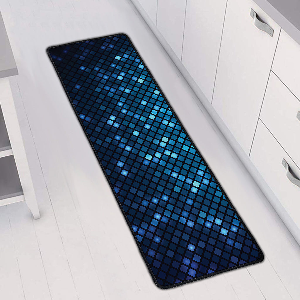 Blue Disco Lights Pattern Print Long Kitchen Mat