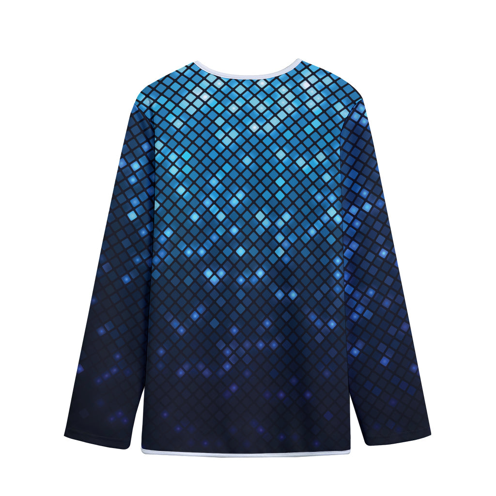 Blue Disco Lights Pattern Print Long Sleeve Short Coat