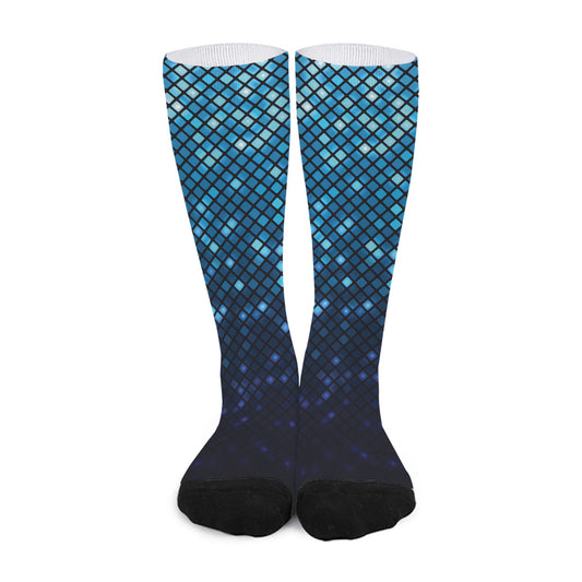 Blue Disco Lights Pattern Print Long Socks