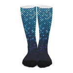 Blue Disco Lights Pattern Print Long Socks