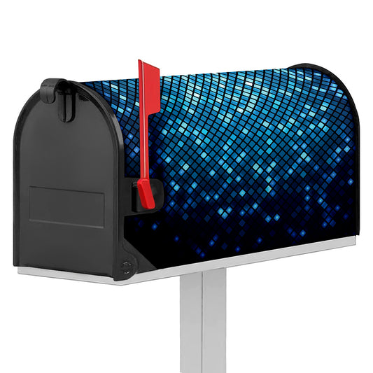 Blue Disco Lights Pattern Print Mailbox Cover