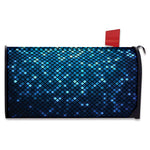 Blue Disco Lights Pattern Print Mailbox Cover