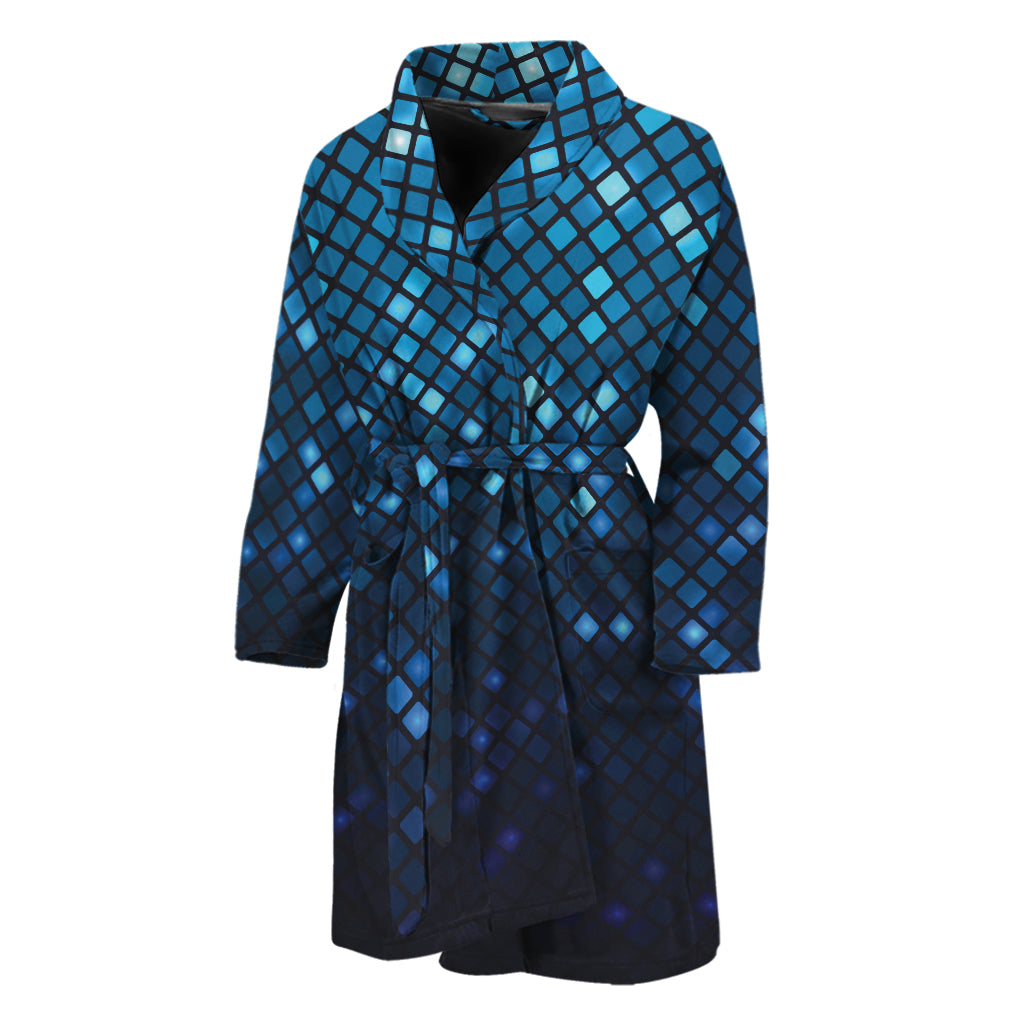 Blue Disco Lights Pattern Print Men's Bathrobe
