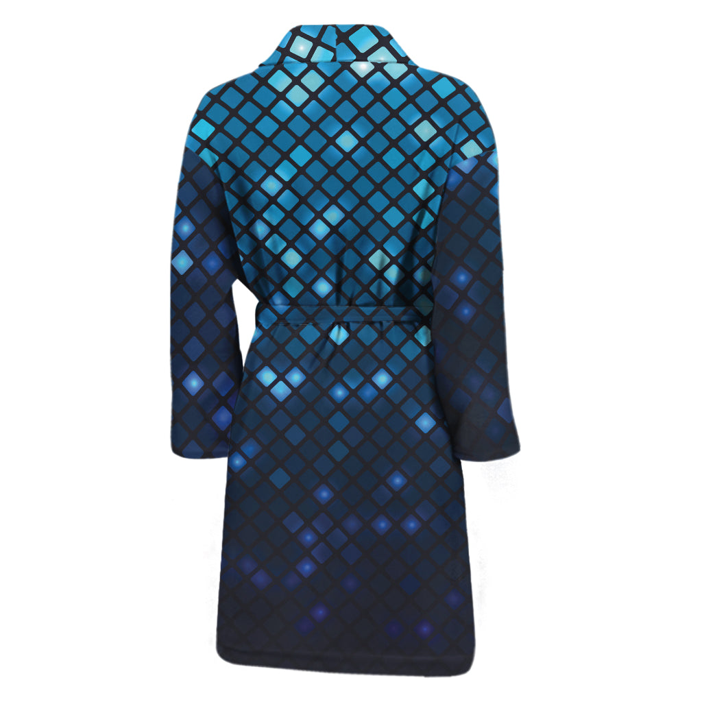 Blue Disco Lights Pattern Print Men's Bathrobe