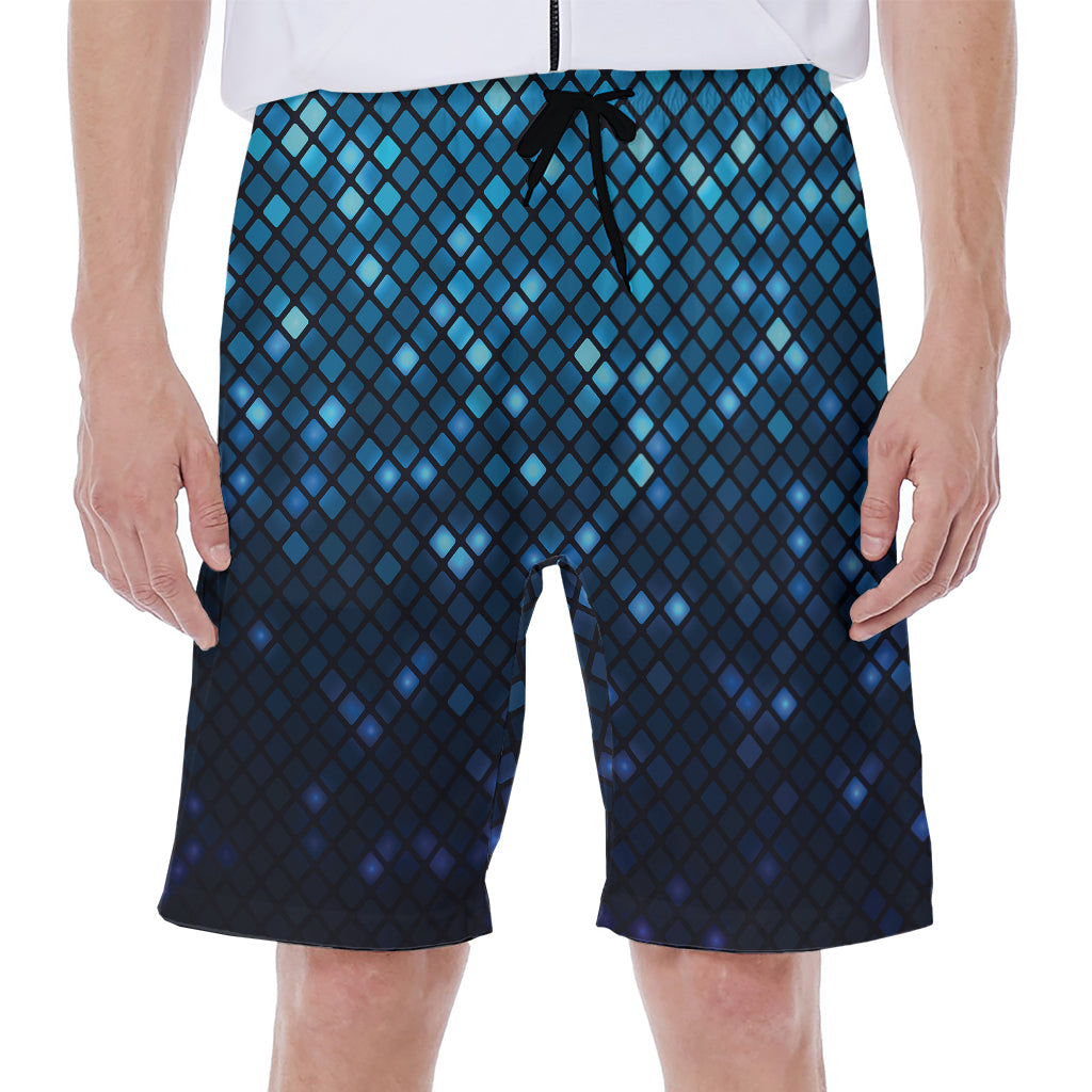 Blue Disco Lights Pattern Print Men's Beach Shorts