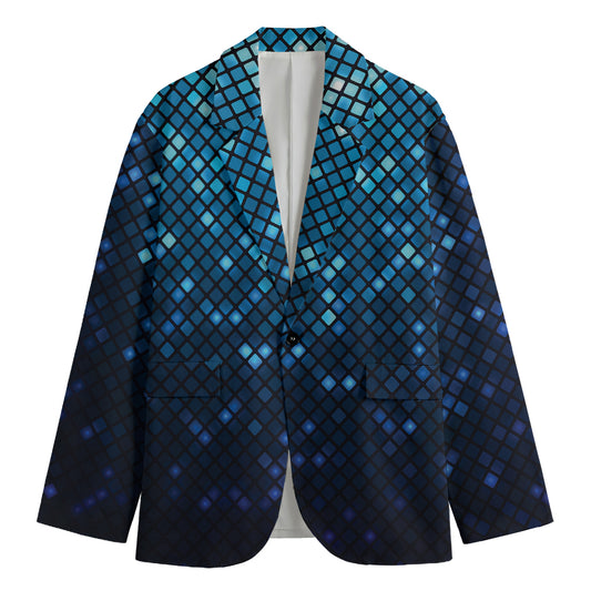 Blue Disco Lights Pattern Print Men's Blazer