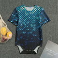 Blue Disco Lights Pattern Print Men's Bodysuit