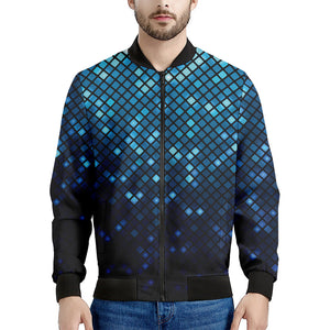 Blue Disco Lights Pattern Print Men's Bomber Jacket