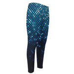 Blue Disco Lights Pattern Print Men's Compression Pants