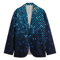 Blue Disco Lights Pattern Print Men's Cotton Blazer