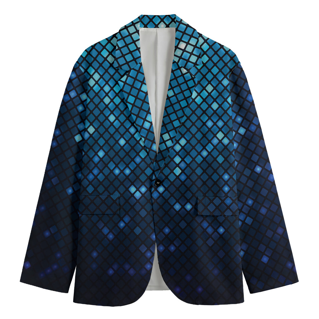 Blue Disco Lights Pattern Print Men's Cotton Blazer