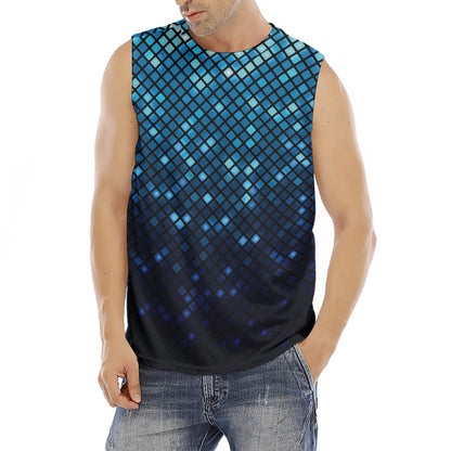 Blue Disco Lights Pattern Print Men's Fitness Tank Top
