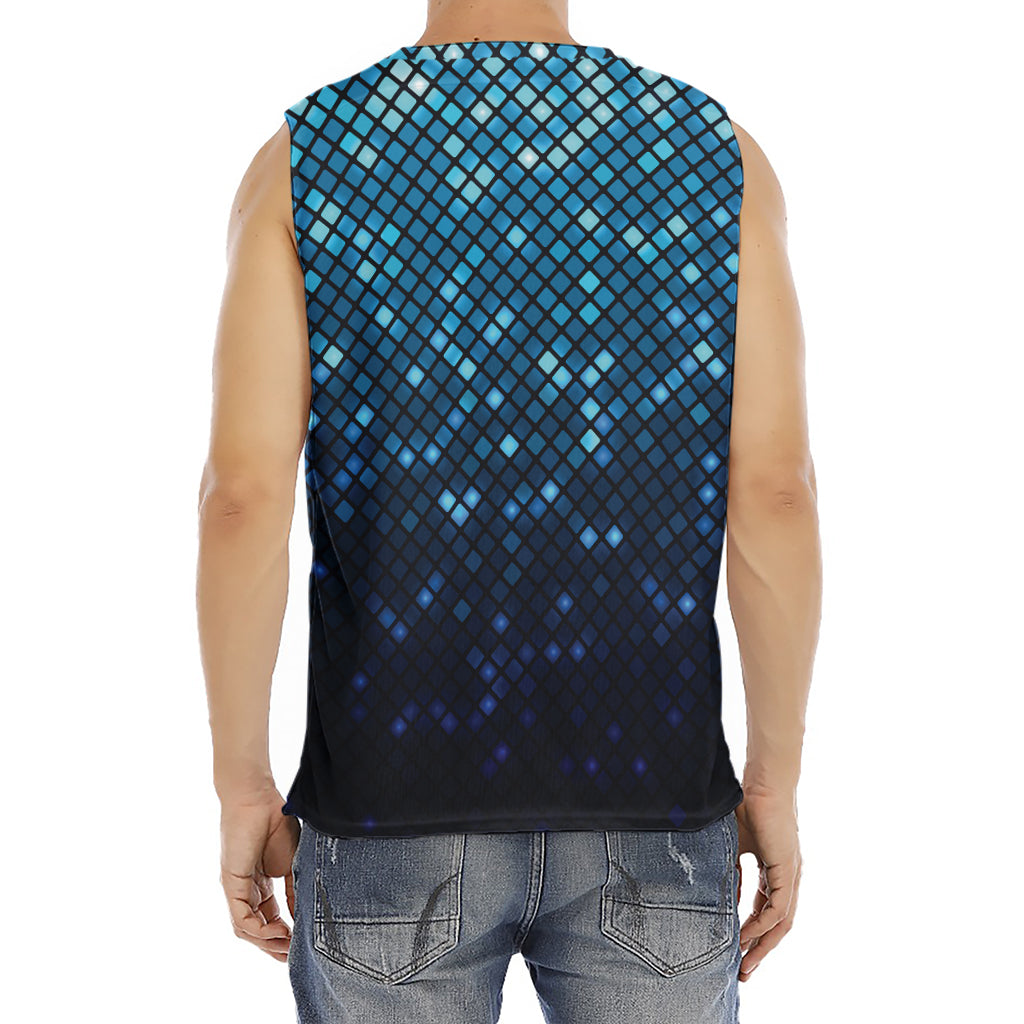 Blue Disco Lights Pattern Print Men's Fitness Tank Top