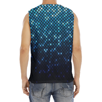 Blue Disco Lights Pattern Print Men's Fitness Tank Top